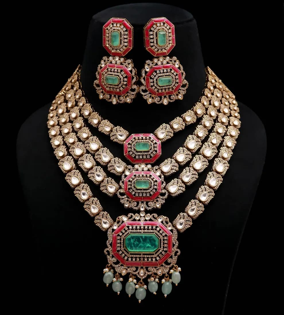 Ruby & Emerald Polki Bridal Set