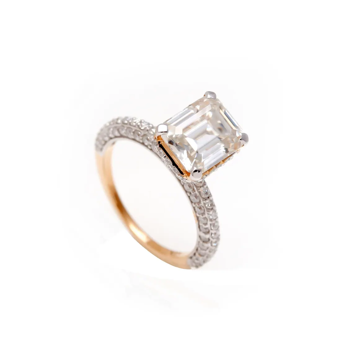 Two-Tone Emerald-Cut Solitaire Ring